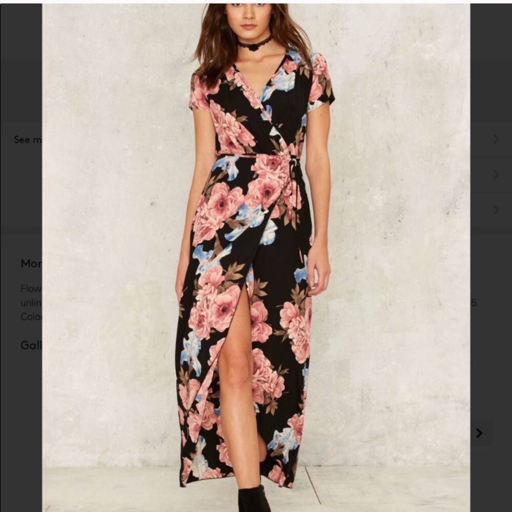 Nasty Gal silky flower wrap dress